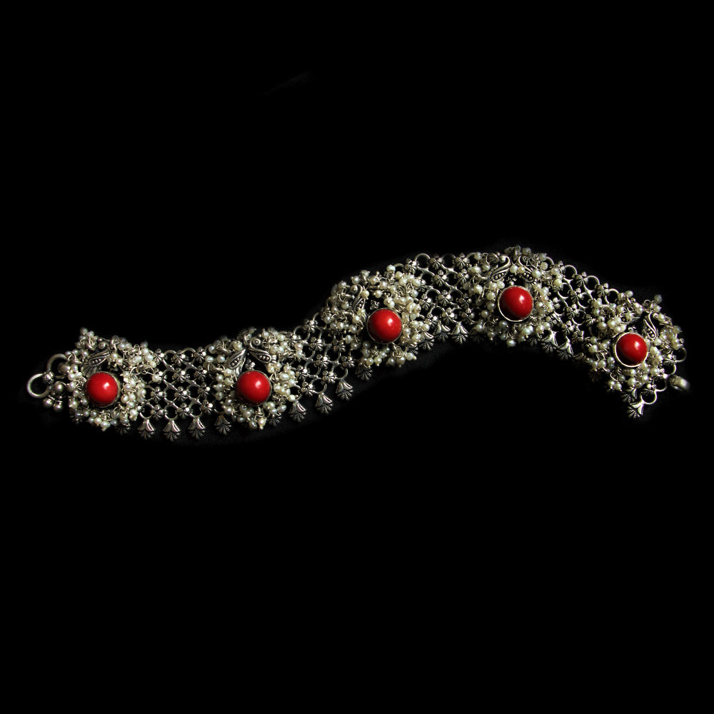 The Coral Exuberance Anklets – handcrafted 92.5 sterling silver anklet by My Motifs