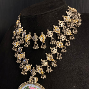 Samrin – handcrafted dual-tone 92.5 sterling silver necklace by My Motifs, view 3