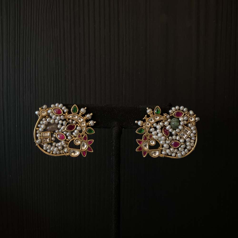 Dyuuti – handcrafted gold-tone 92.5 sterling silver earrings by My Motifs