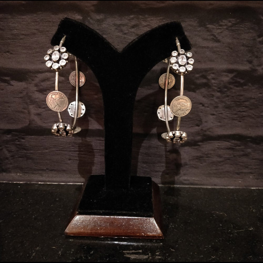 Motif Oversized Chandbalis – silver chandbali earrings with floral motifs – My Motifs