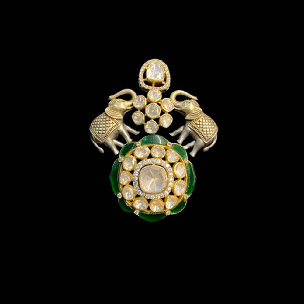 Aritri – handcrafted gold-tone 92.5 sterling silver pendant by My Motifs
