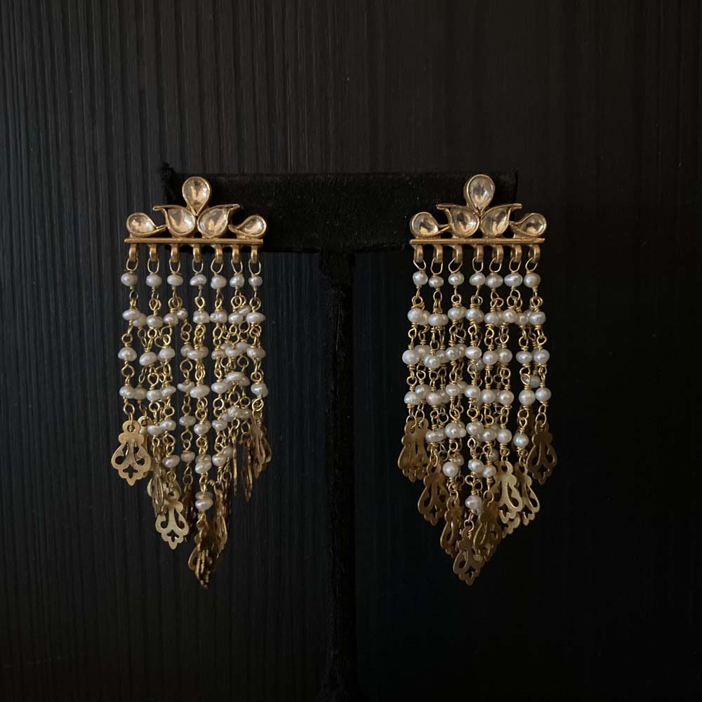 Vaya – handcrafted gold-tone 92.5 sterling silver earrings by My Motifs