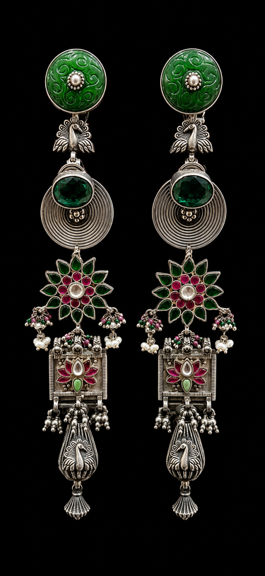Avyra – handcrafted 92.5 sterling silver earrings by My Motifs, view 2
