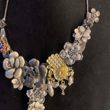 Prsti – handcrafted dual-tone 92.5 sterling silver necklace by My Motifs, view 4
