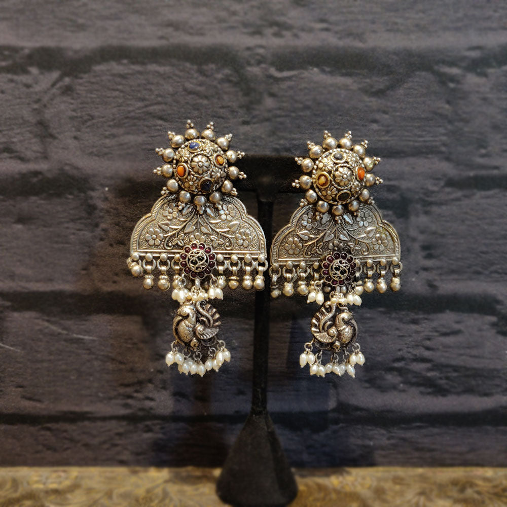 Traditional Vintage Jhumkas – handcrafted 92.5 sterling silver jhumkas by My Motifs
