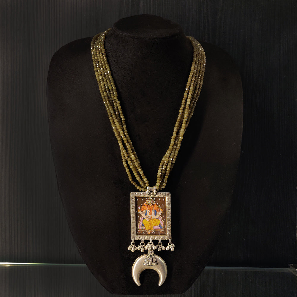 Beaded Ganesha Pendant – handcrafted 92.5 sterling silver pendant by My Motifs