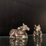 Silver miniature cow – handcrafted 92.5 sterling silver figurine by My Motifs, view 3