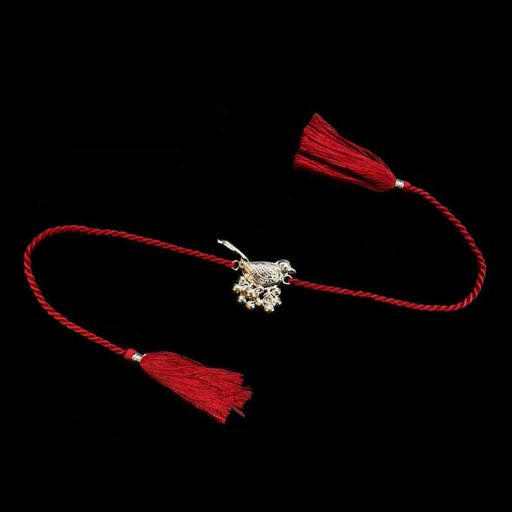 Chidiya Rakhi With Ghungroo – handcrafted 92.5 sterling silver rakhi by My Motifs