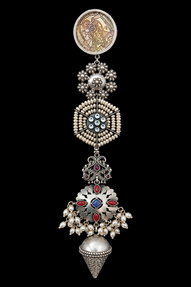 Shankh – handcrafted 92.5 sterling silver earrings by My Motifs, view 2