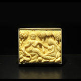 Carved Radhe-Krishna Silver Box – handcrafted 92.5 sterling silver jewellery box by My Motifs
