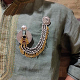 Dual Toned Men's Chained Brooch – handcrafted dual-tone 92.5 sterling silver brooch by My Motifs