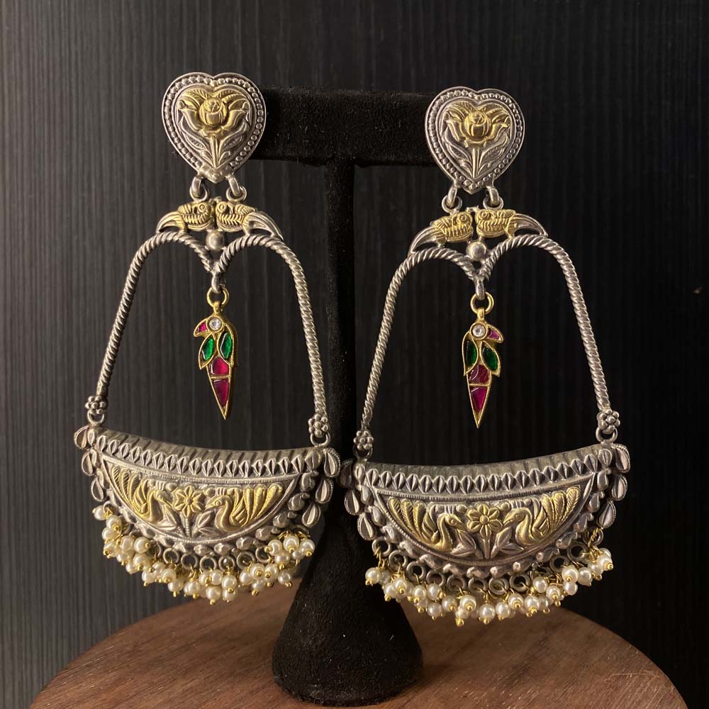 Arsh – handcrafted dual-tone 92.5 sterling silver earrings by My Motifs