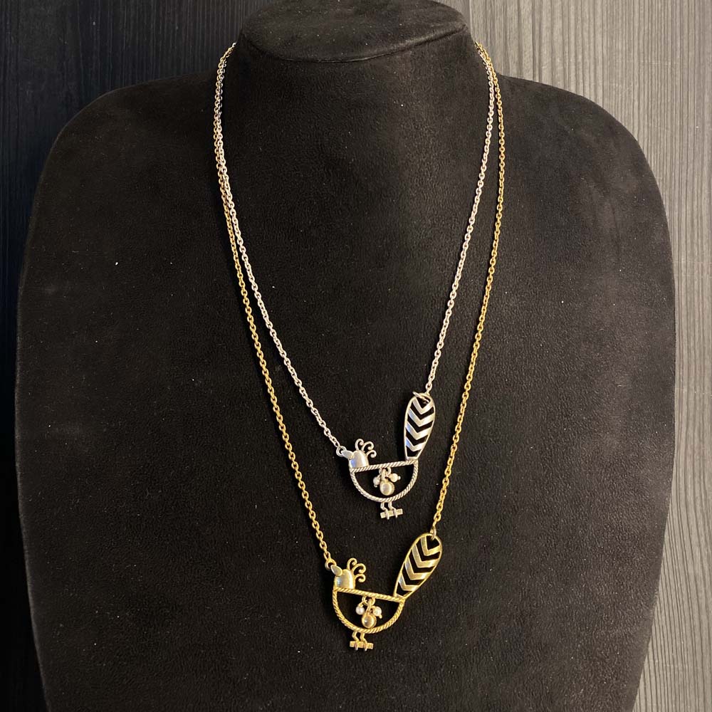 Keya – handcrafted dual-tone 92.5 sterling silver necklace by My Motifs