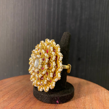 Arani – handcrafted gold-tone 92.5 sterling silver ring by My Motifs, view 2