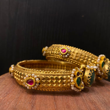 Rena – handcrafted gold-tone 92.5 sterling silver kada by My Motifs, view 4