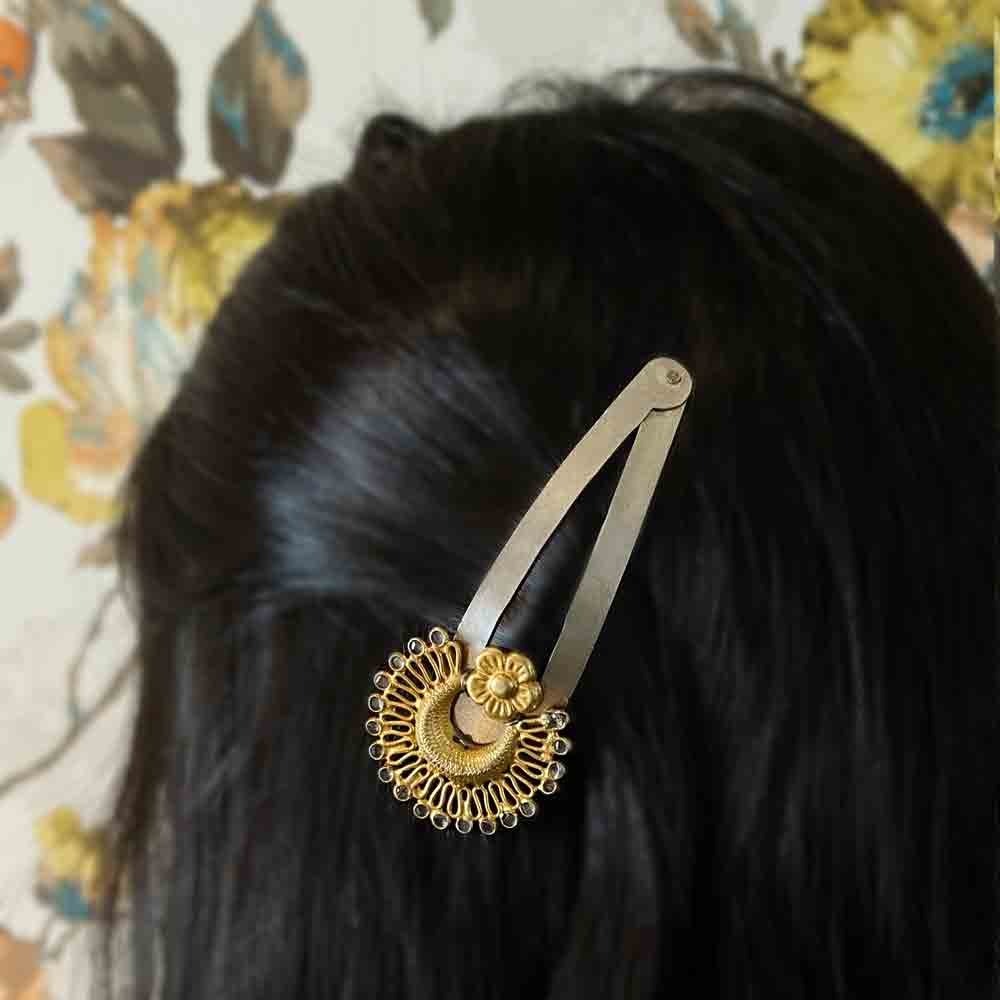 Traditional Dual Toned Hairpin – handcrafted dual-tone 92.5 sterling silver hair pin by My Motifs