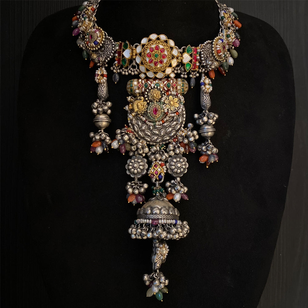 Ukti – handcrafted dual-tone 92.5 sterling silver necklace by My Motifs