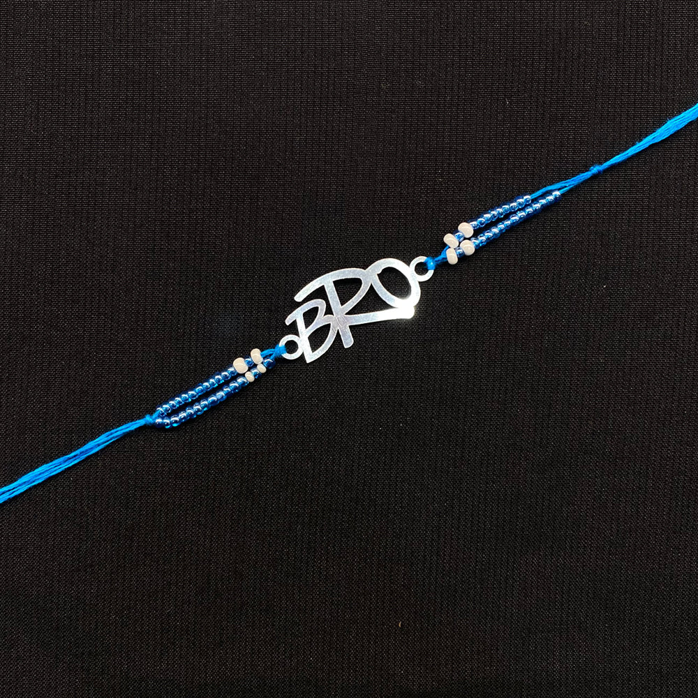 Blue Beads Rakhi – handcrafted 92.5 sterling silver rakhi by My Motifs