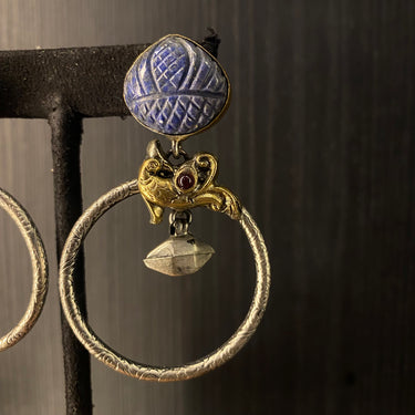 Arend – handcrafted dual-tone 92.5 sterling silver earrings by My Motifs, view 3