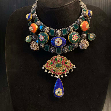 Tirika – handcrafted dual-tone 92.5 sterling silver necklace by My Motifs, view 2