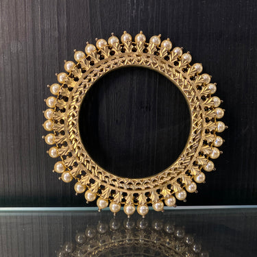 Pearl Pacheli – handcrafted gold-plated 92.5 sterling silver bangle by My Motifs, view 3