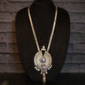 Long Oval Silver Necklace With Drop Shaped Natural Stone Pendant – handcrafted 92.5 sterling silver necklace by My Motifs