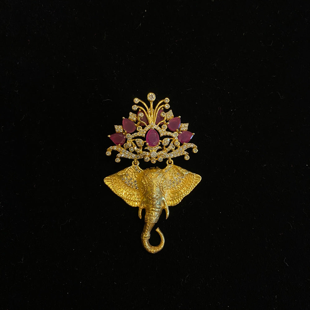 Vahga – handcrafted gold-tone 92.5 sterling silver brooch by My Motifs