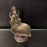 Silver goddess diya – handcrafted 92.5 sterling silver diya by My Motifs, view 3