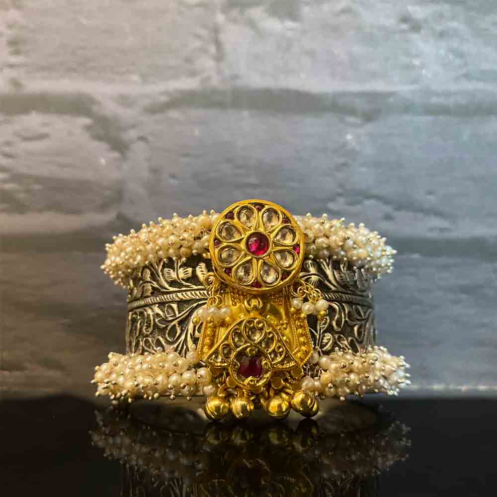 Dual Tone Kada – dual-tone silver kada bracelet – My Motifs