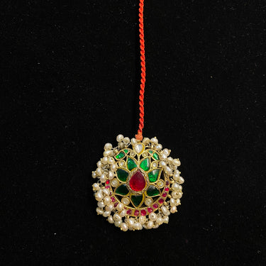 Kusa – handcrafted gold-tone 92.5 sterling silver mang tikka by My Motifs, view 2