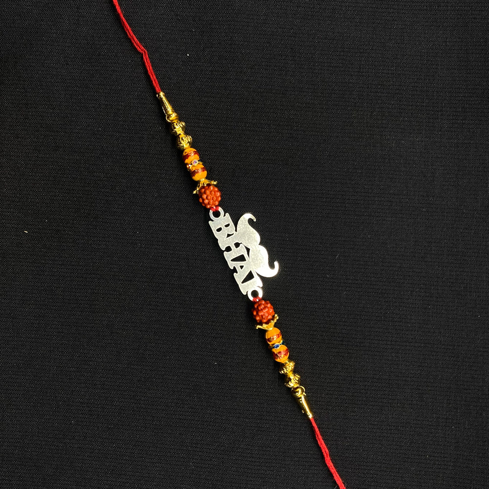 Yellow Beads Rakhi – silver rakhi – My Motifs