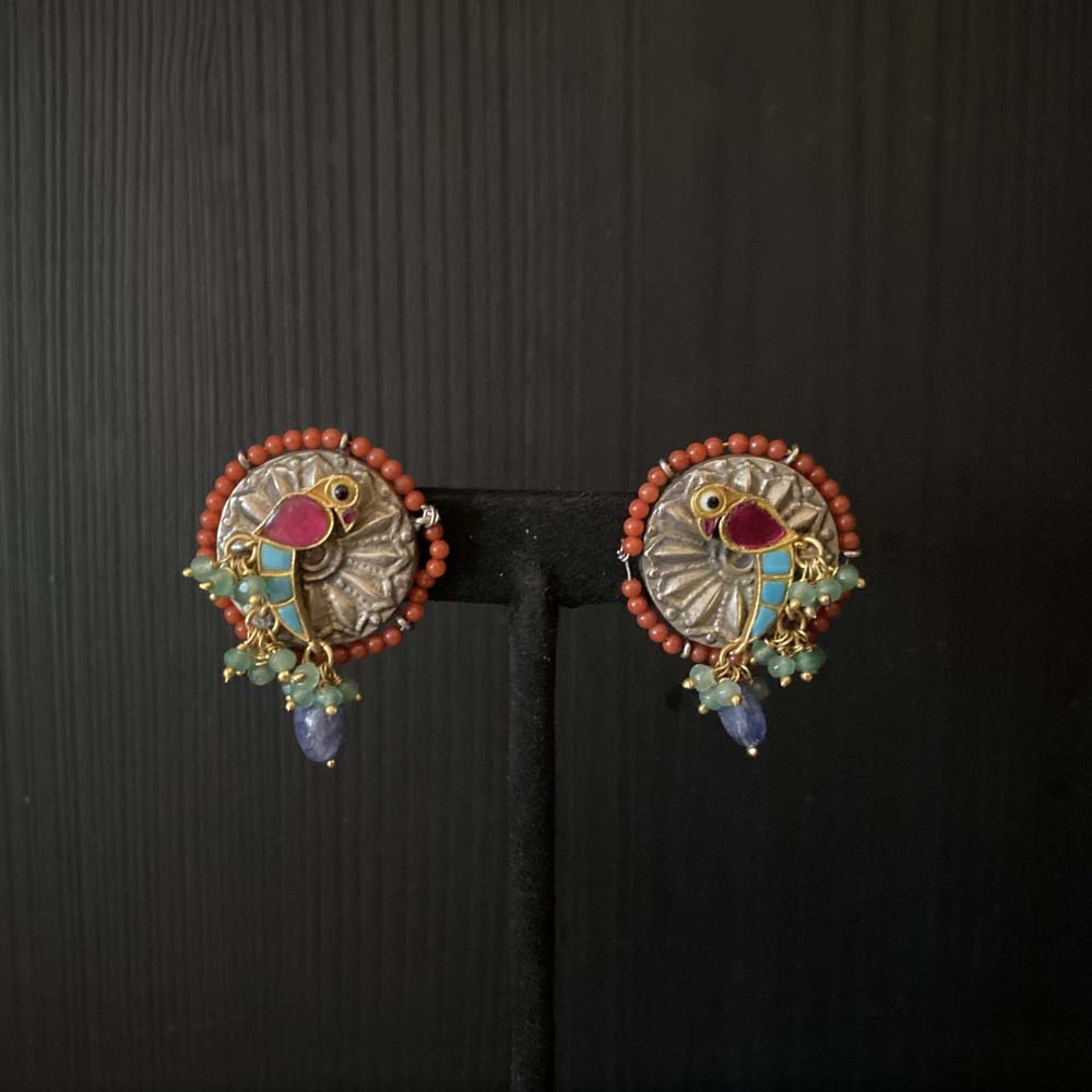 Niam – handcrafted dual-tone 92.5 sterling silver earrings by My Motifs