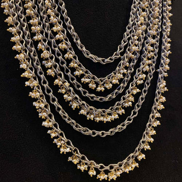 Shatik – handcrafted dual-tone 92.5 sterling silver necklace by My Motifs, view 4