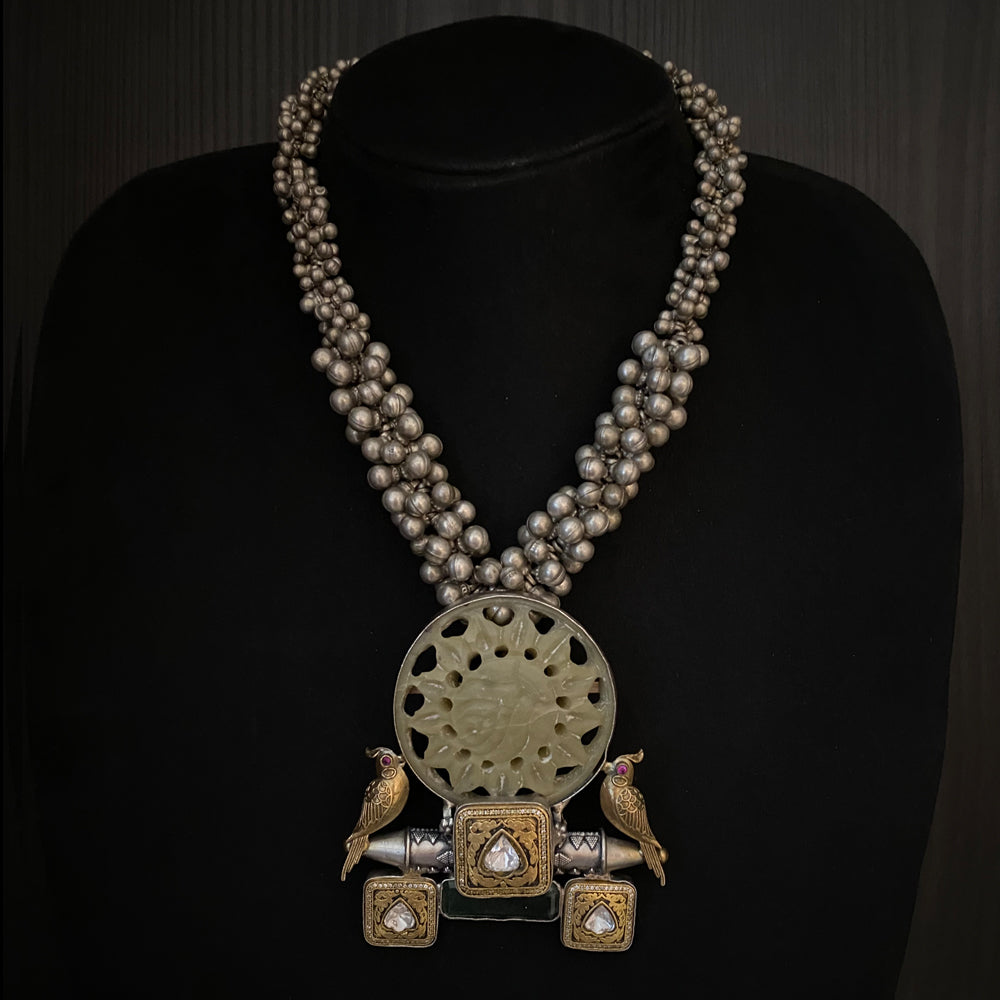 Mehar – handcrafted dual-tone 92.5 sterling silver necklace by My Motifs