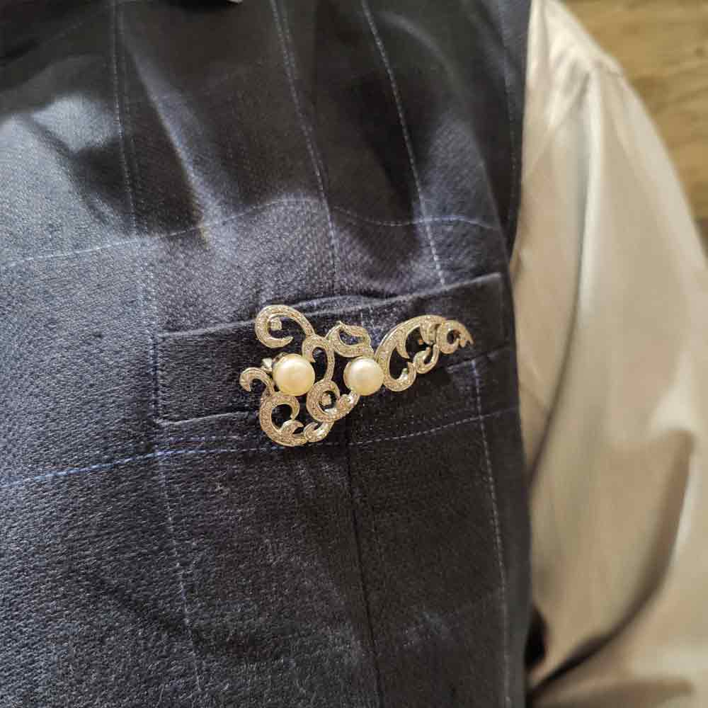 Pearl Brooch – handcrafted 92.5 sterling silver brooch by My Motifs