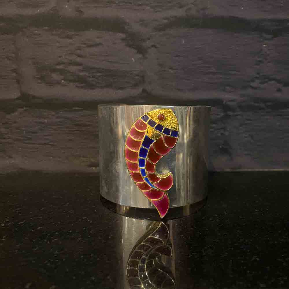 Statement Fish Motif Kada – handcrafted 92.5 sterling silver kada by My Motifs