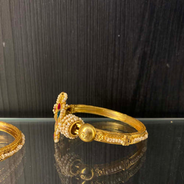Arik – handcrafted gold-tone 92.5 sterling silver bangle by My Motifs, view 3