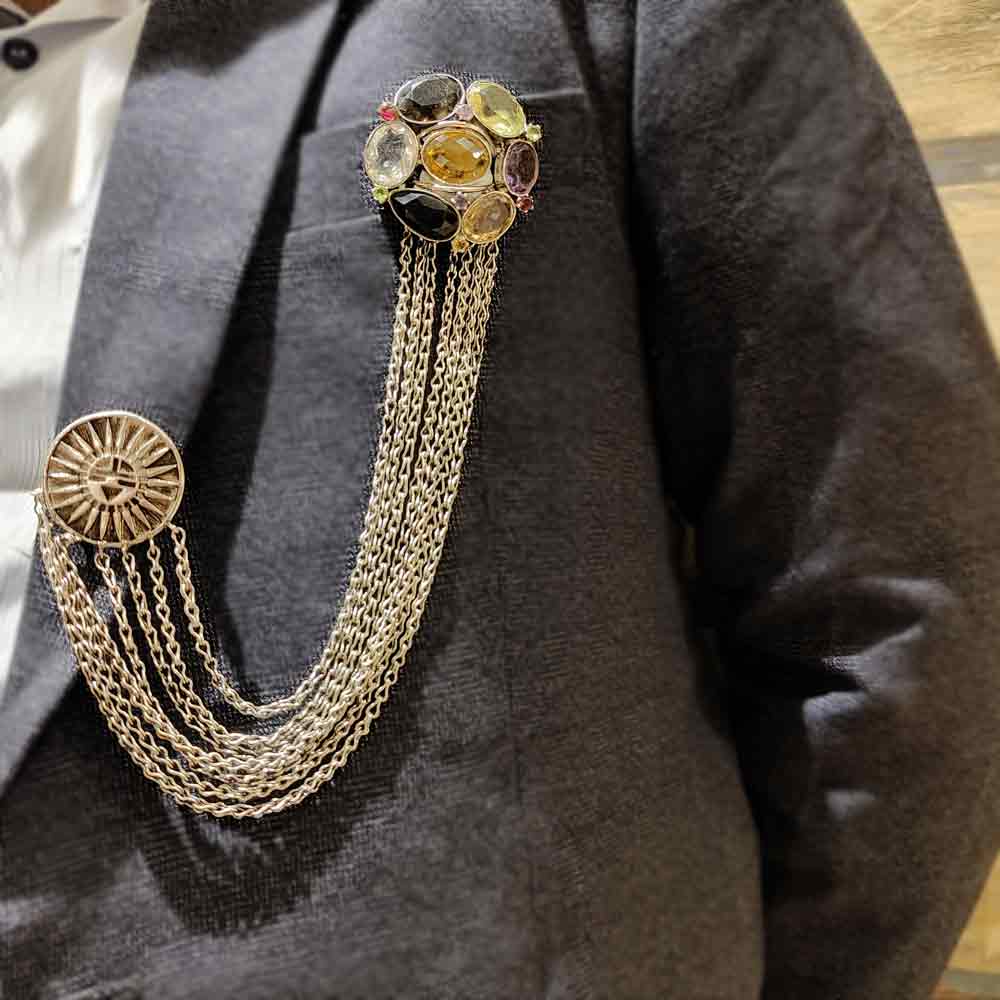 Silver Men's Brooch – handcrafted 92.5 sterling silver brooch by My Motifs