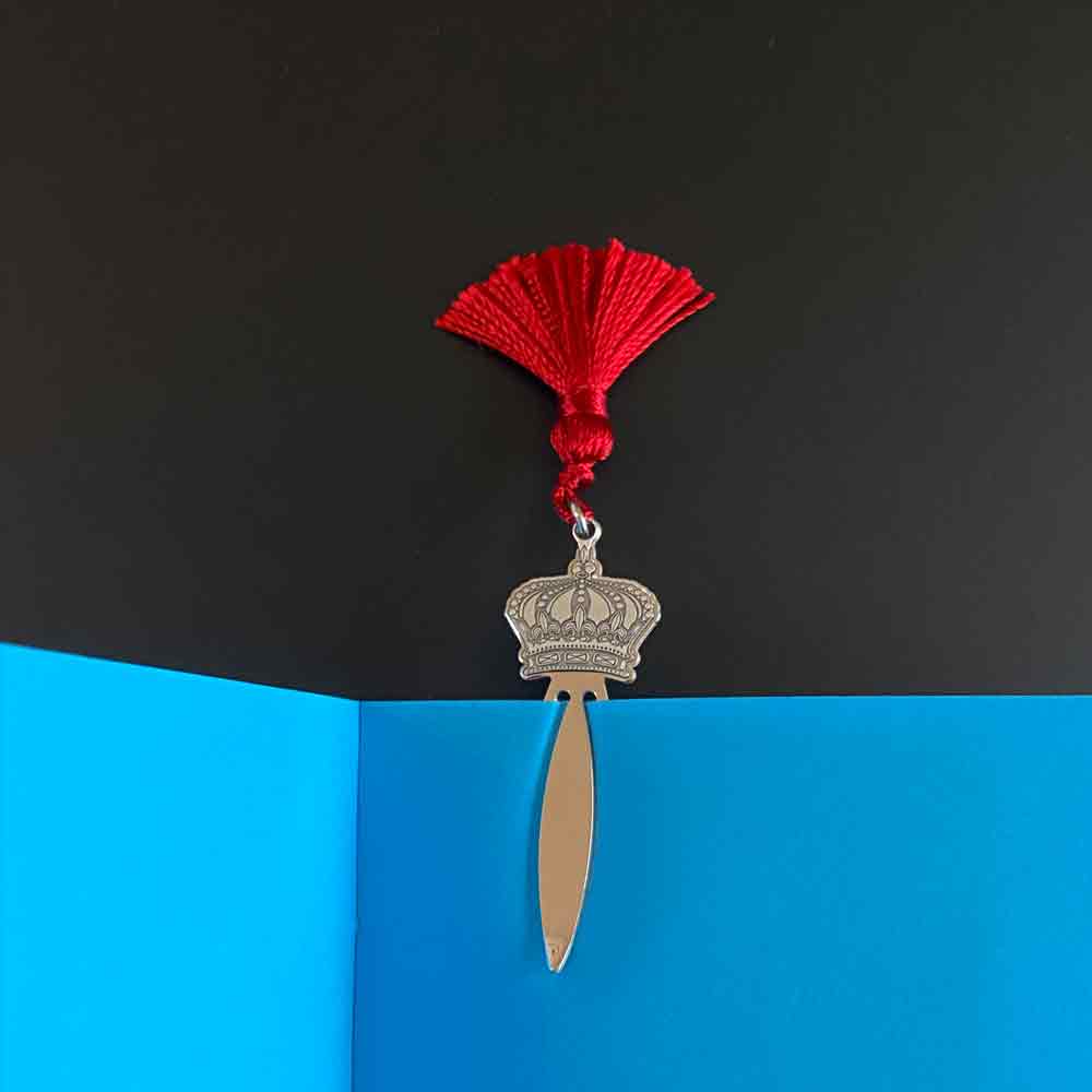 Silver Crown Book Mark With Red Tassel – gift – My Motifs
