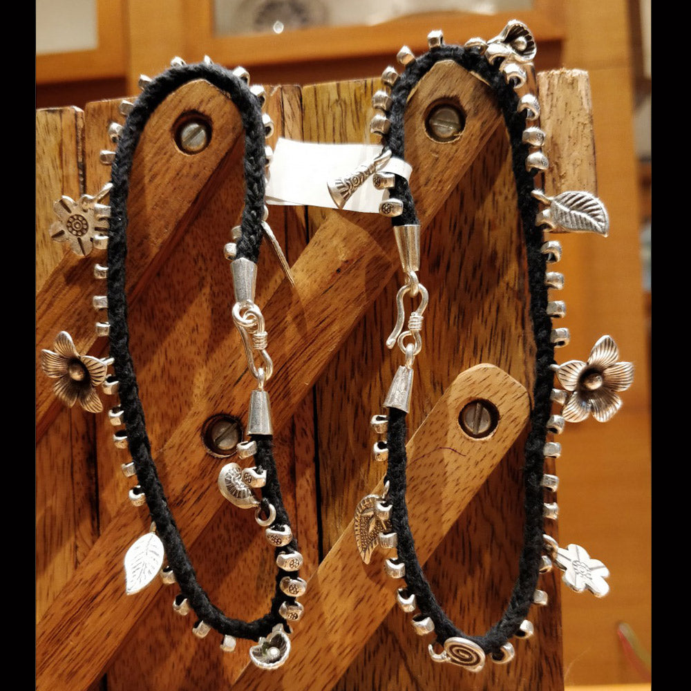 Floral Charm Anklet – handcrafted 92.5 sterling silver anklet by My Motifs