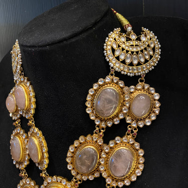 Yutav devotional silver necklace with pearl and gemstone detailing