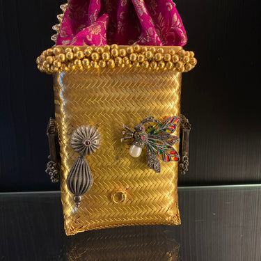 Rayaaaa – handcrafted dual-tone 92.5 sterling silver potli bag by My Motifs, view 5