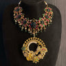 Uvana gold-tone silver necklace with pacheli motif, emeralds and kundan