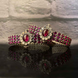 Pink Stone Kada – handcrafted 92.5 sterling silver kada by My Motifs
