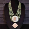 Pink And Jade Contrast Stone Necklace – handcrafted 92.5 sterling silver necklace by My Motifs