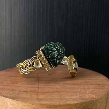 Tvarj – handcrafted dual-tone 92.5 sterling silver bracelet by My Motifs, view 2