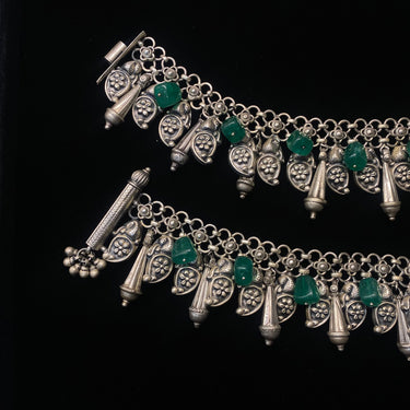 Nanda – handcrafted 92.5 sterling silver anklet by My Motifs, view 2