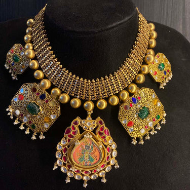 Dhiyasa – handcrafted dual-tone 92.5 sterling silver necklace by My Motifs, view 2