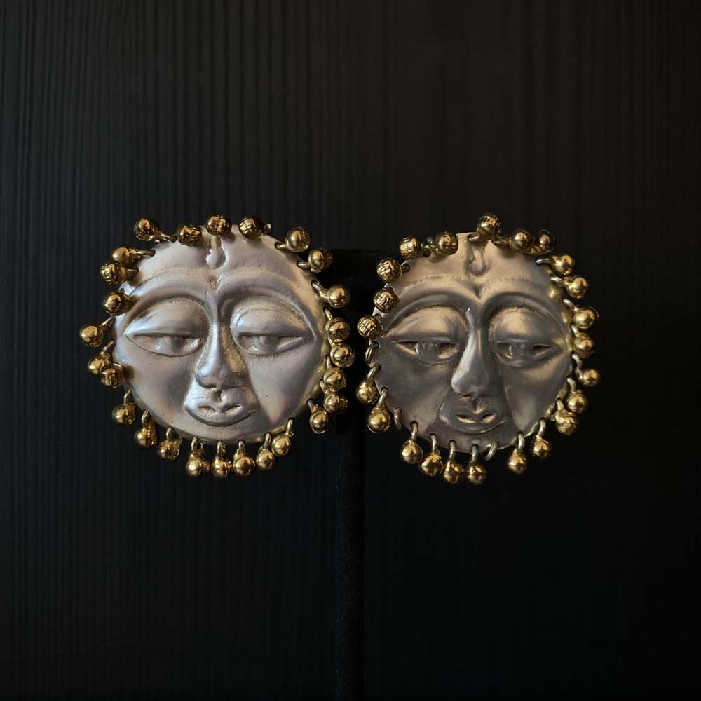 Reha – handcrafted dual-tone 92.5 sterling silver earrings by My Motifs