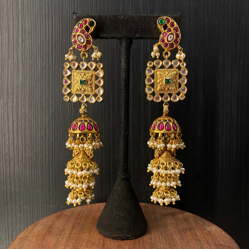 Dhrita – handcrafted dual-tone 92.5 sterling silver earrings by My Motifs